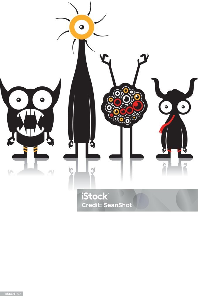 Monsters 4 kind of monsters Halloween stock vector