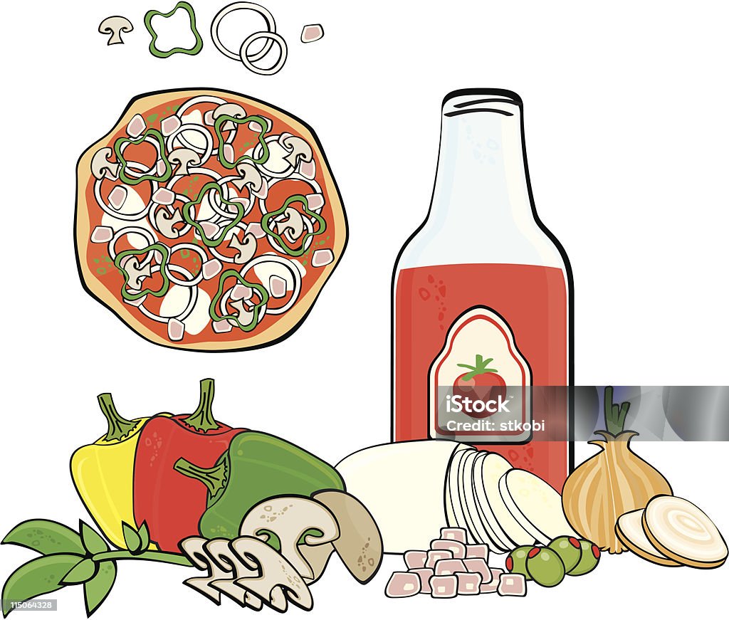 Pizza - clipart vectoriel de Basilic libre de droits