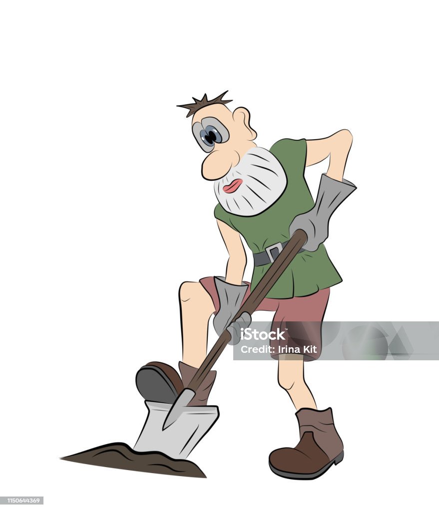 Người Đàn Ông Với Một Cái Xẻng Hài Hước Nhỏ Người Đàn Ông Vector ...