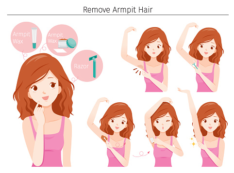 Set Of Young Woman Remove Her Armpit Hair Stock Illustration - Download  Image Now - Hair Removal, Under the Arm, Waxing - Hair Removal - iStock