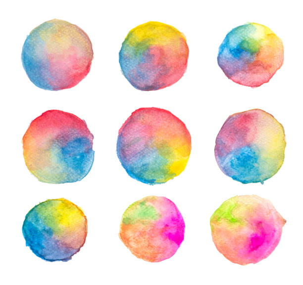 istock Circle shape design elements. Set of multicolored watercolor, Colorful circle watercolor hand drawn illustration on a white background 1150651004