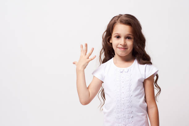 istock Beautiful little girl. White background 1150652135