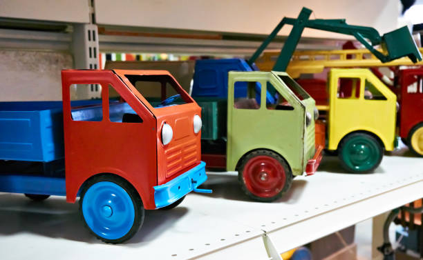 istock Old vintage toy trucks in store 1150654015