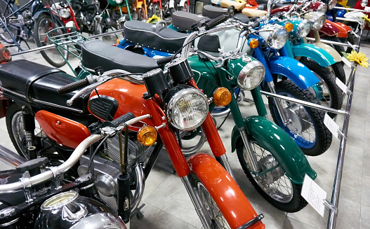 Retro motorcycles in the store