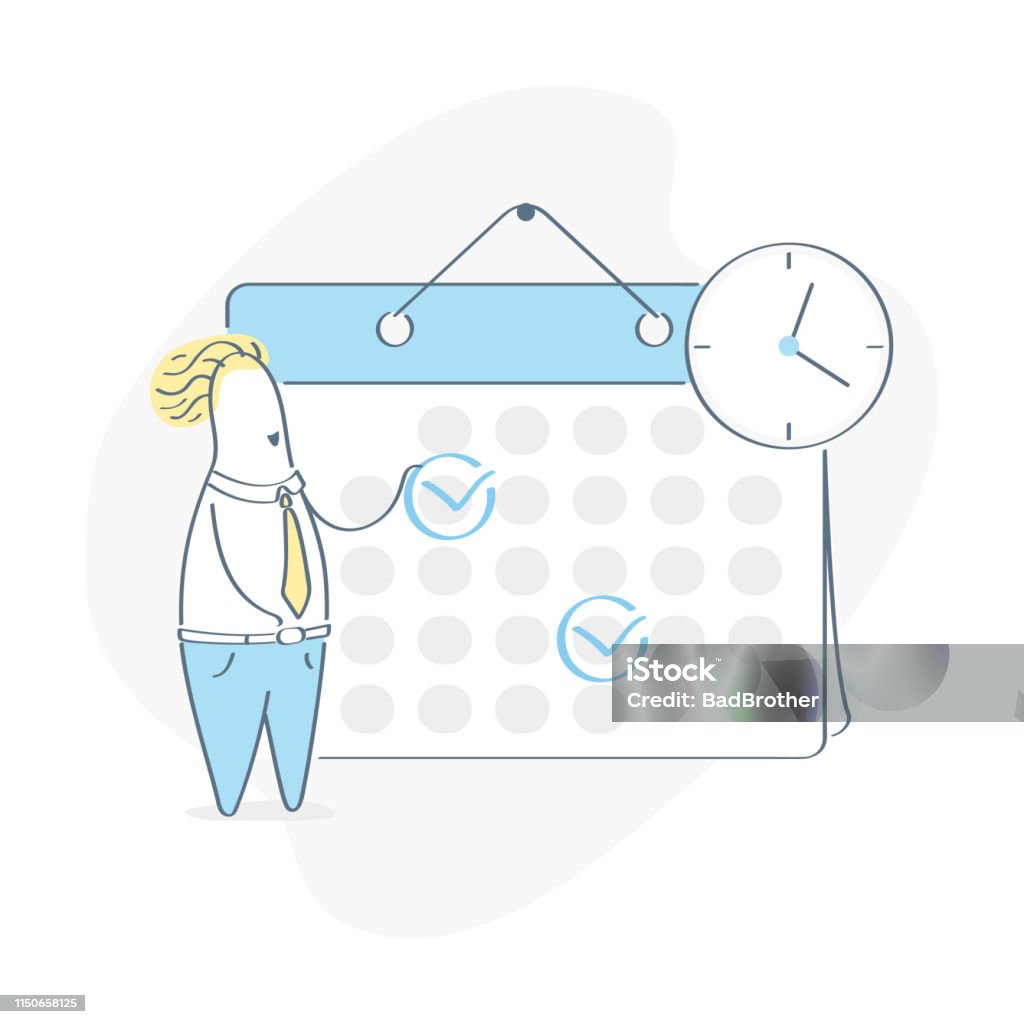 Cartoon Character Make An Online Schedule Planning Appointments Business Graphics Tasks Planning And Scheduling Operations Agenda On A Week In The Calendar Outline Vector On White Background Stock Illustration - Download Image Cartoon Character Make An Online Schedule Planning Appointments Business Graphics Tasks Planning And Scheduling Operations Agenda On A Week In The Calendar Outline Vector On White Background Stock Illustration - Download Image