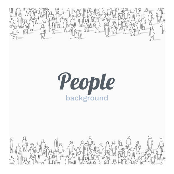 Large group of people on white background. Outline style. People communication concept. Large group of people on white background. Outline style. People communication concept. Vector illustration silhouette of a thanksgiving greetings stock illustrations