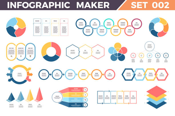 business-infografiken. datenvisualisierungsvorlagen mit zeitplänen, schritten, optionen, prozessen, diagrammen, diagrammen, diagrammen. vector infografiker. - pyramide sammlung stock-grafiken, -clipart, -cartoons und -symbole