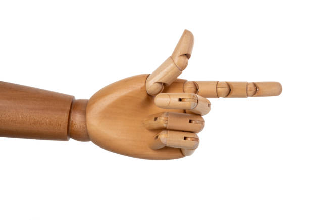 istock Wooden hand isolated on a white background 1150661480