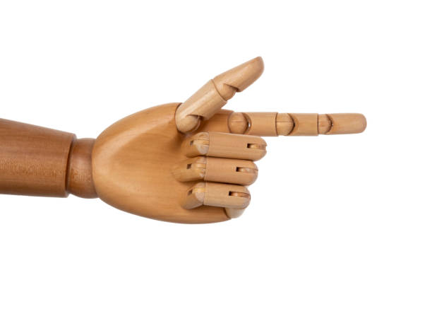 istock Wooden hand isolated on a white background 1150661486