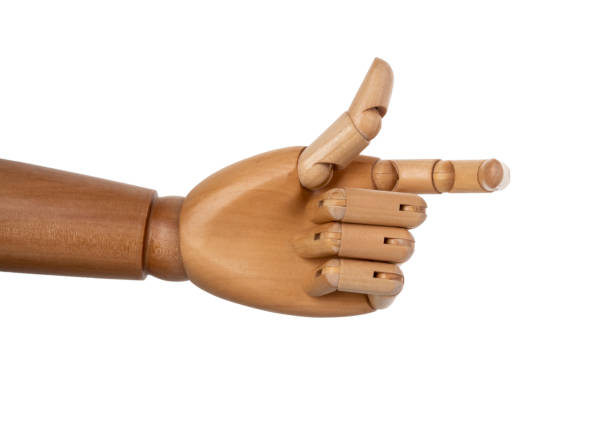 istock Wooden hand isolated on a white background 1150661491