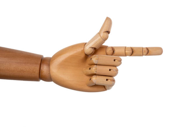 istock Wooden hand isolated on a white background 1150661499