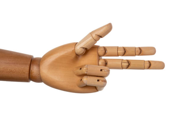 istock Wooden hand isolated on a white background 1150661500