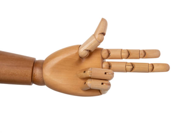 istock Wooden hand isolated on a white background 1150661515