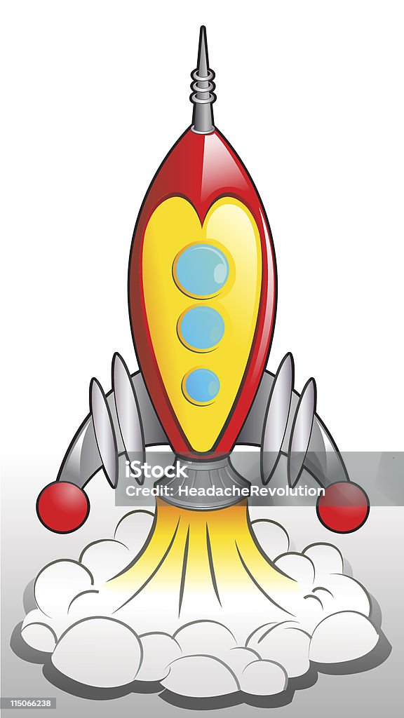 Rétro Rocket - clipart vectoriel de Décoller - Activité libre de droits