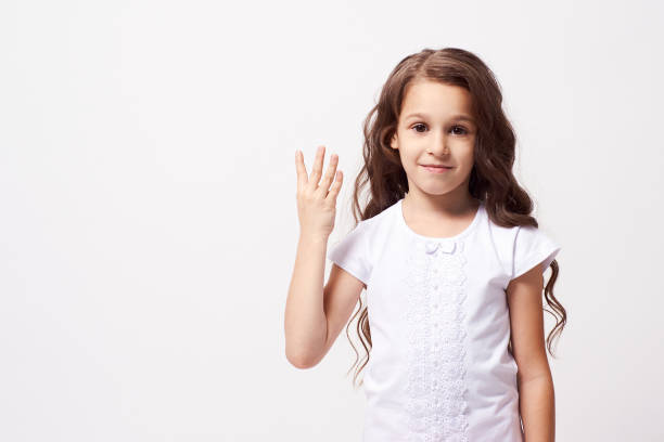 istock Beautiful little girl. White background 1150665954