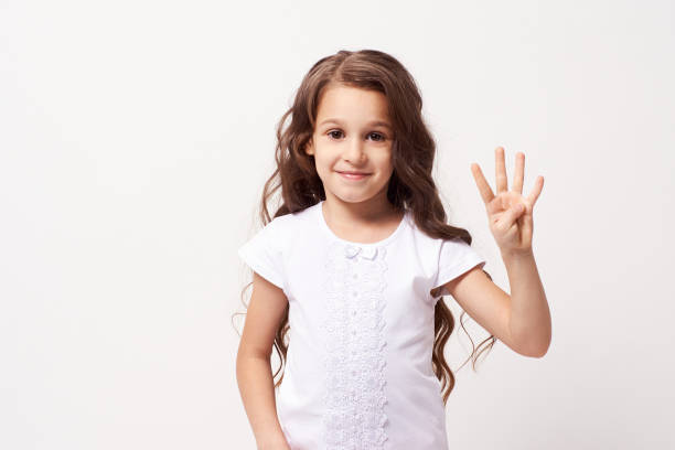 istock Beautiful portrait. Brunette girl. Light background 1150665956