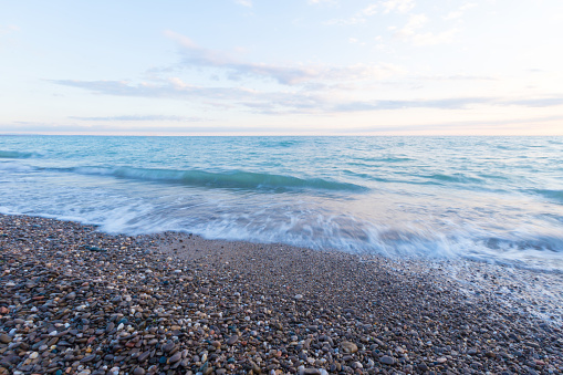 Sea surf on a stony beach.