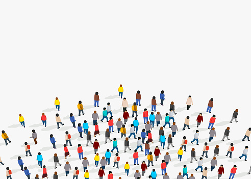 Large group of people on white background. People communication concept. Vector illustration