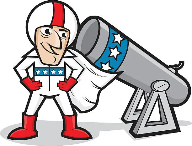 Vector illustration of Human Cannonball Cartoon - Circus / Carnival