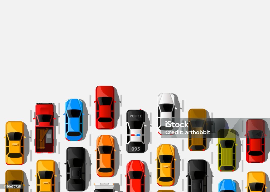 Traffic jam on the road. Road transport. Highway banner. Traffic jam on the road. Road transport. Highway banner. Vector background Car stock vector