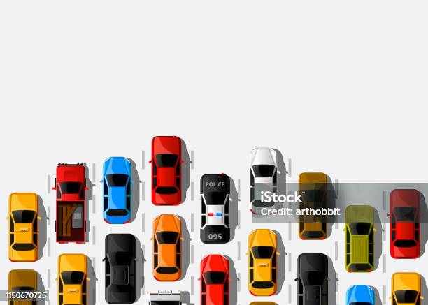 Traffic Jam On The Road Road Transport Highway Banner Stock Illustration - Download Image Now