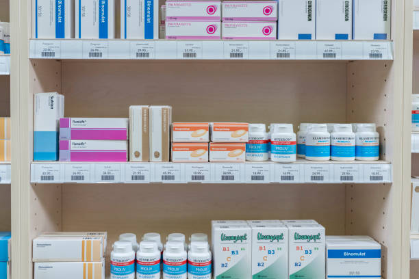 istock Shelves stacked with medicines 1150671538