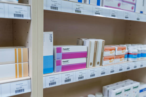 istock Shelves stacked with medicines 1150671543