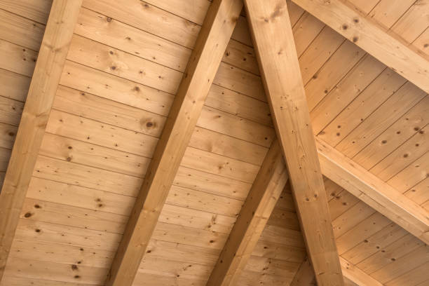 istock Wooden ceiling with exposed beams 1150671750