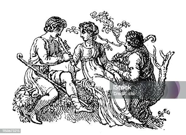 Young People Making Music Outdoors Stock Illustration - Download Image Now - 19th Century, 20-29 Years, 2019