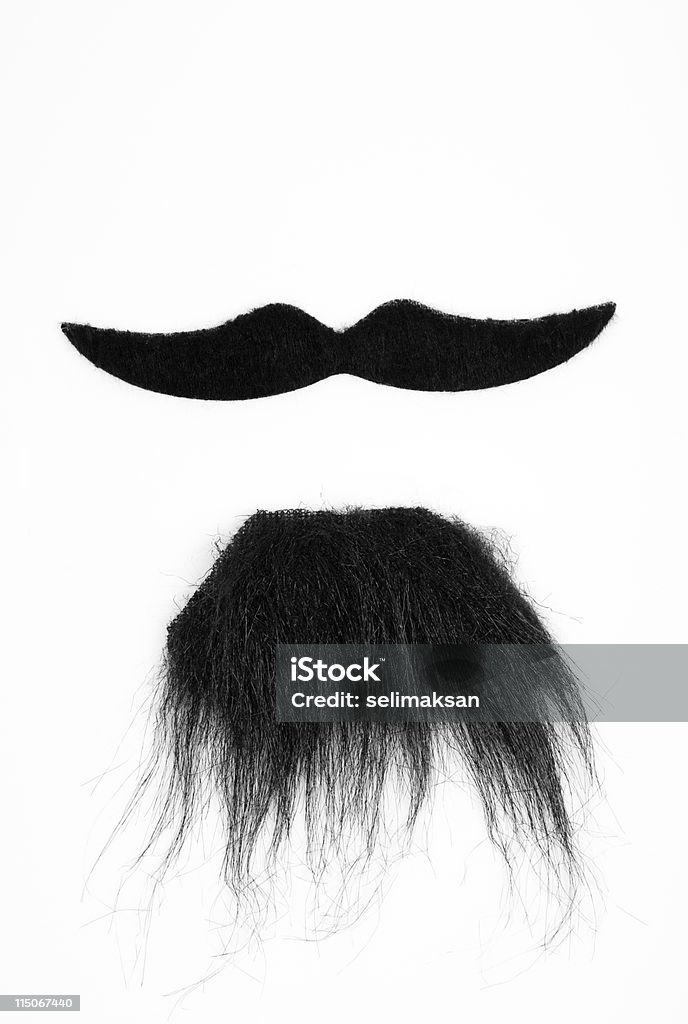 Feitos à mão artificiais Bigode e barba, em fundo branco - Royalty-free Artificial Foto de stock