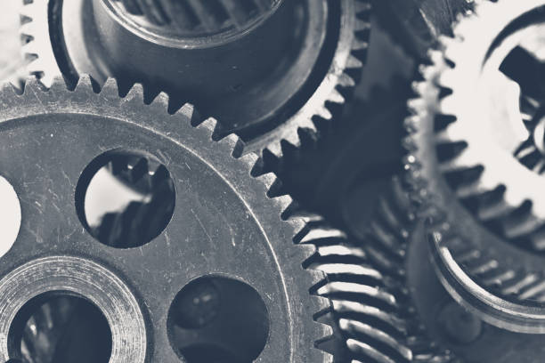 istock Close-up view of stack of gears 1150675429