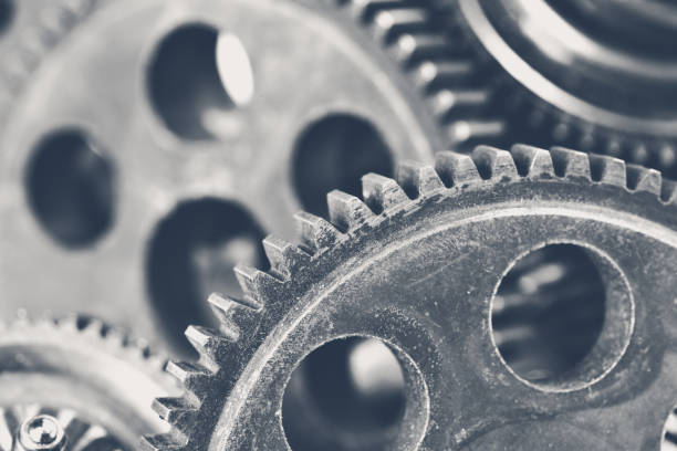 istock Close-up view of stack of gears 1150675911