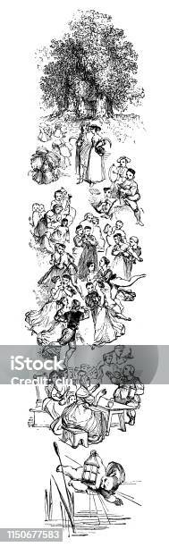 People Dancing Having Fun Stock Illustration - Download Image Now - 19th Century, 2019, Adult