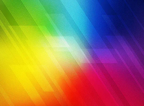 Vector illustration of Abstract diagonal geometric lines pattern technology on rainbow colorful gradients background.