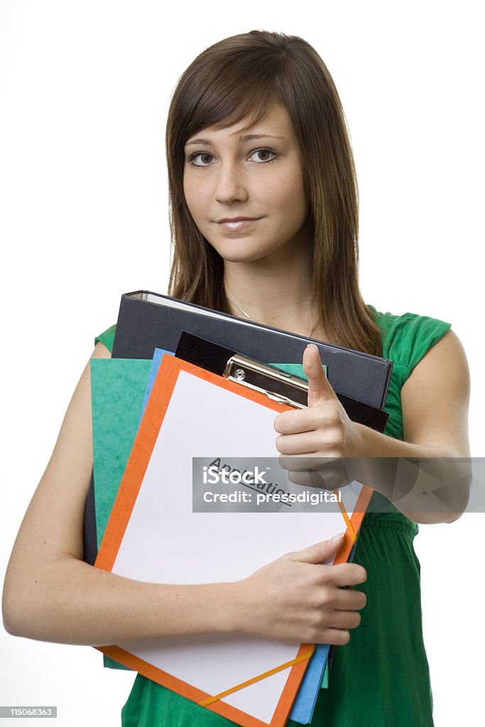 Donna studente con applicazione - Foto stock royalty-free di Adolescente