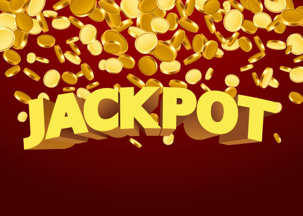ilustrações de stock, clip art, desenhos animados e ícones de jackpot sign with gold realistic 3d coins background. - jackpot