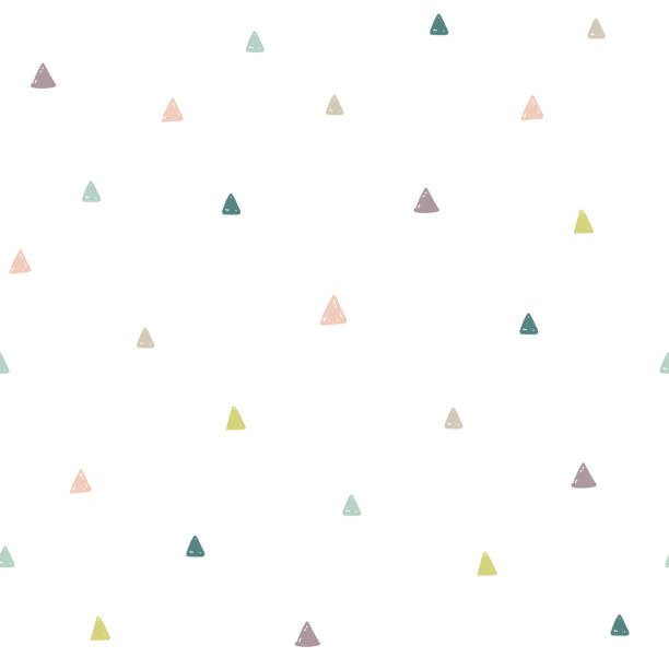 손으로 그린 다채로운 삼각형 원활한 패턴 - 물방울무늬 일러스트 stock illustrations