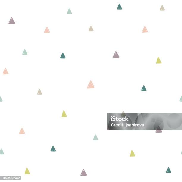 Hand Drawn Colorful Triangles Seamless Pattern Stock Illustration - Download Image Now - Pattern, Backgrounds, Baby - Human Age