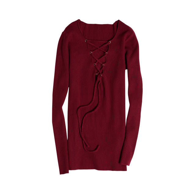 istock Clothes and accessories. Red sweater with lacing isolated on white background 1150688326