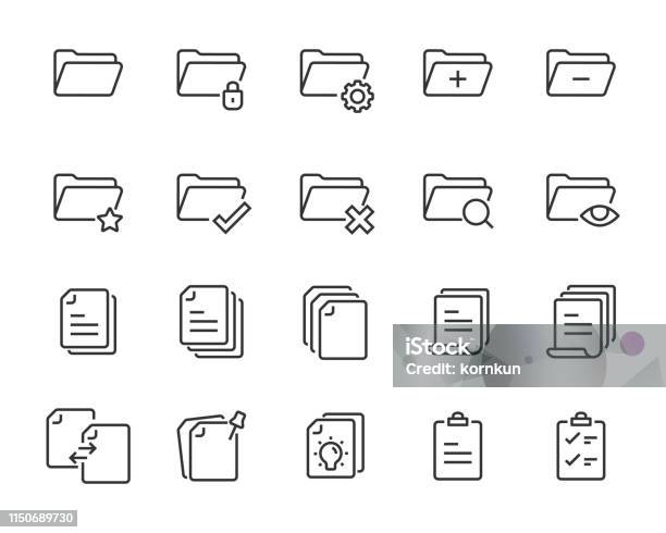 Set Of Document Icons Such As Paper Information Office Folder Page Stock Illustration - Download Image Now