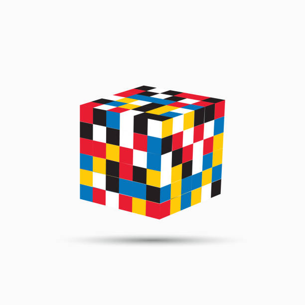 illustrazioni stock, clip art, cartoni animati e icone di tendenza di modello di modello cubo colori vettoriali - puzzle cube