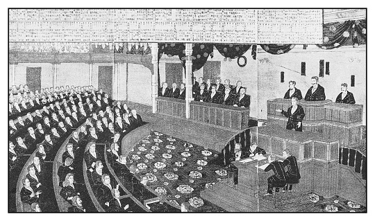 Antique illustration: Japanese house of representatives