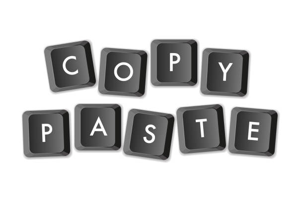 Copy Paste Computer Keys Keyboard Horizontal Vector Illustration with Computer Keys Keyboard with lettering composing Copy/Paste Concept computer keyboard keys stock illustrations