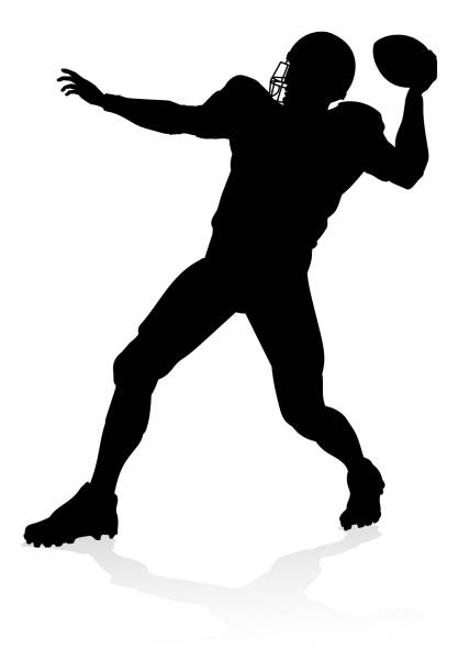 ilustrações de stock, clip art, desenhos animados e ícones de american football player silhouette - white background clip art american culture black