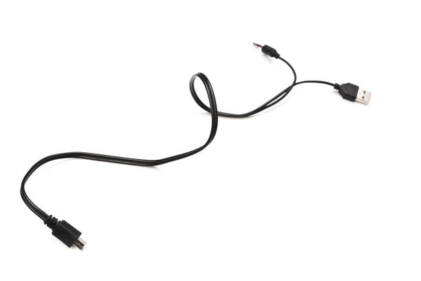 istock USB Micro cables isolated on white background. Connectors and sockets for PC and mobile devices 1150695804