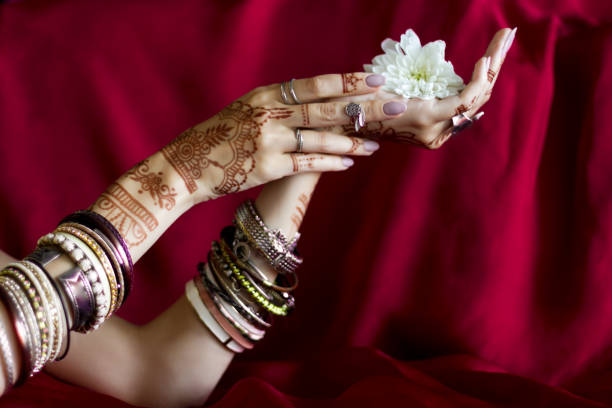 istock Painted Indian hand with mehndi ornament 1150696043