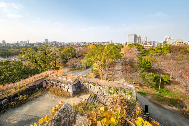 Fukuoka Castle in Kyushu, Japan. stock photo