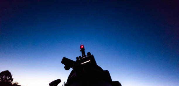 istock Red collimator scope with a telescope close up 1150696439