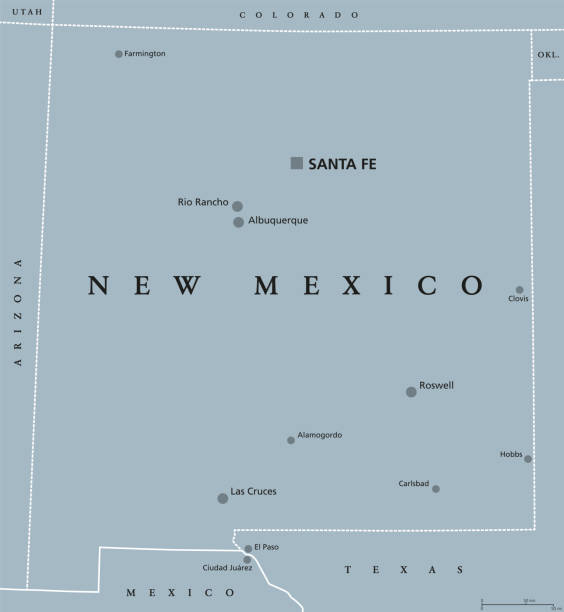 new mexico usa politische karte - roswell stock-grafiken, -clipart, -cartoons und -symbole