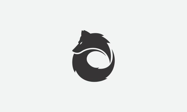 illustrations, cliparts, dessins animés et icônes de illustration circulaire de logo de silhouette de loup - loup